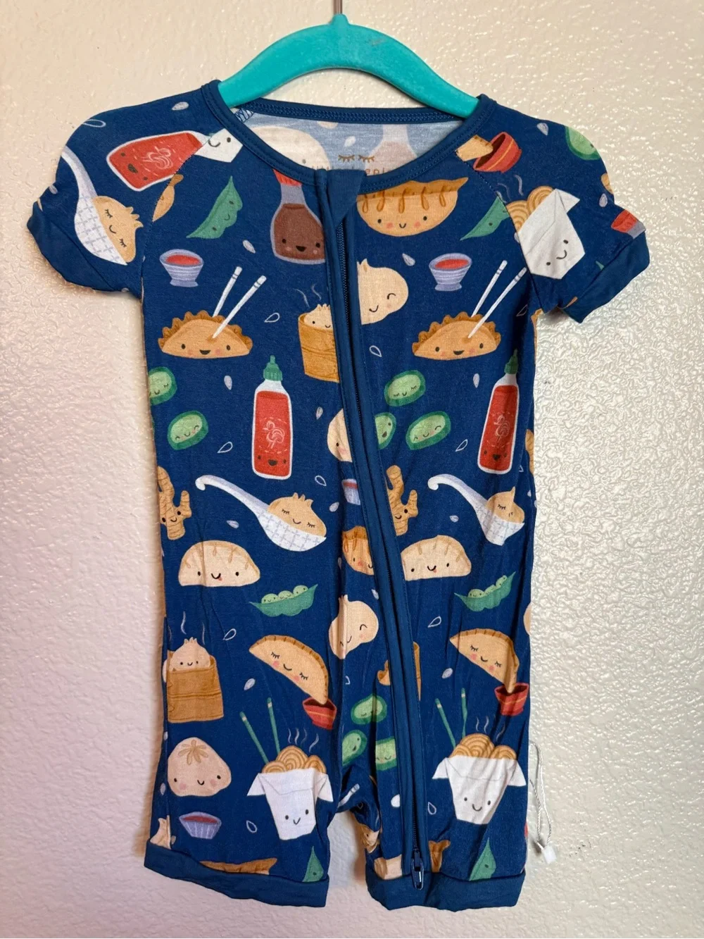 Little Sleepies Navy Blue Food Print One-Piece Bodysuit